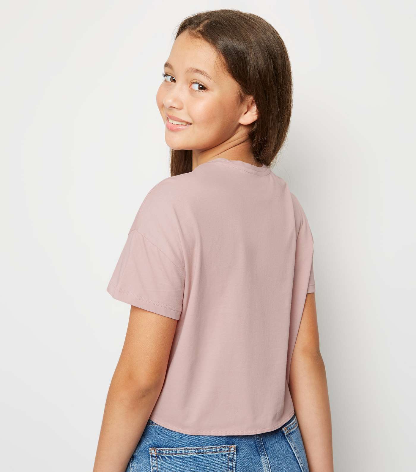 Girls Pale Pink Tie Front T-Shirt  Image 3