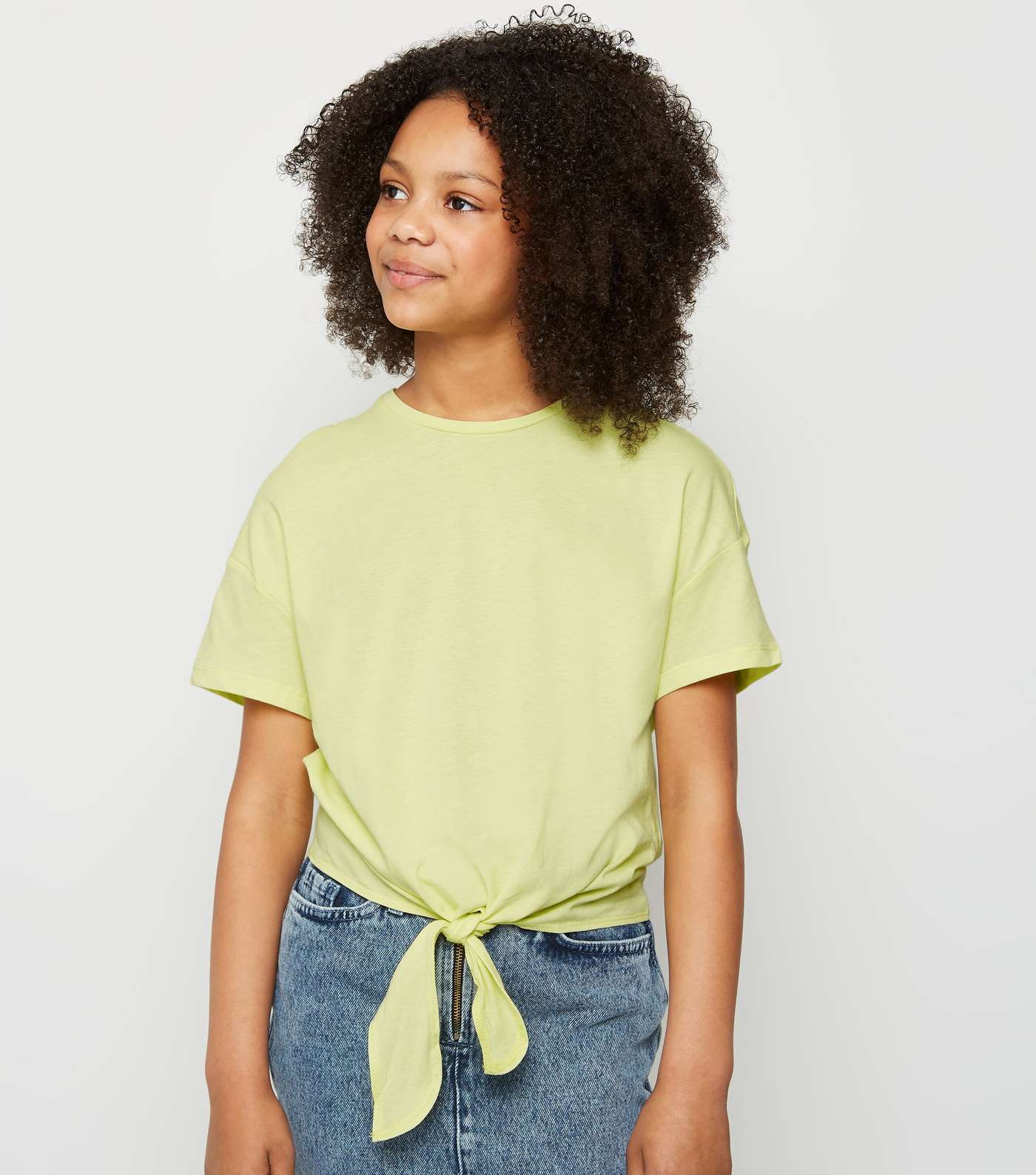 Girls Yellow Tie Front T-Shirt