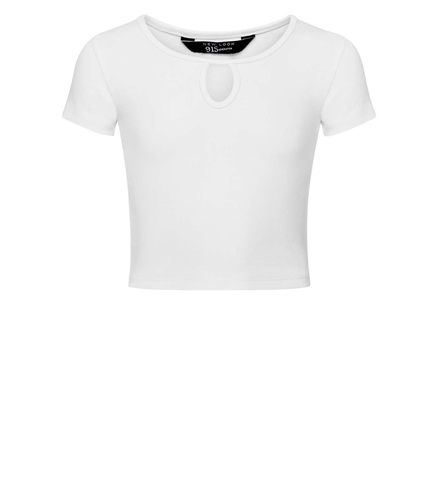 Girls White Keyhole Neck Ribbed T-Shirt Image 4