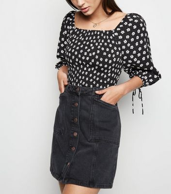 new look denim skirt black