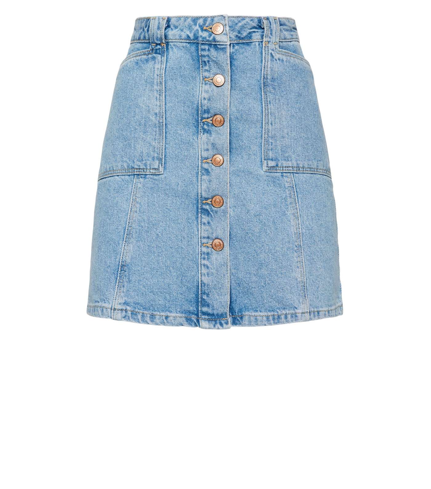 Bright Blue Patch Pocket Denim Skirt  Image 4