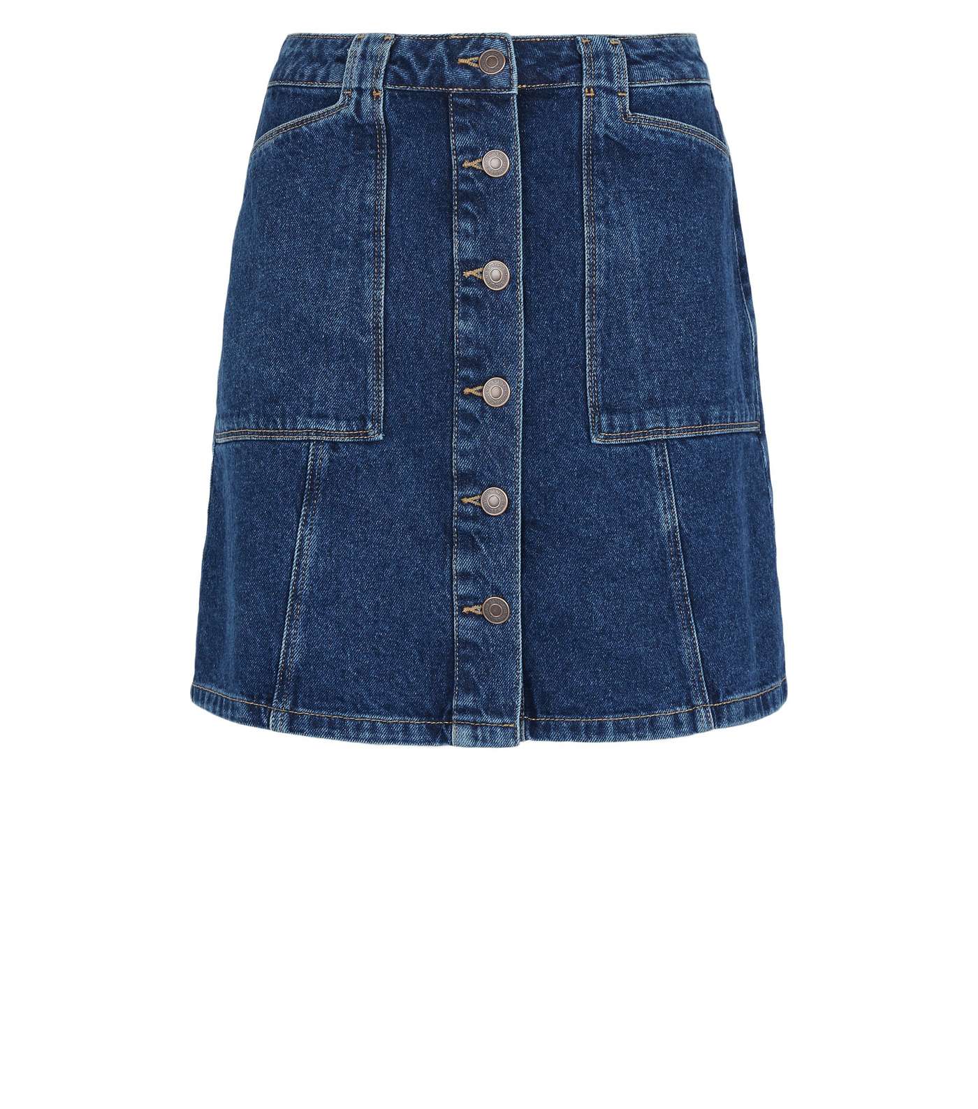 Blue Patch Pocket Denim Skirt  Image 4