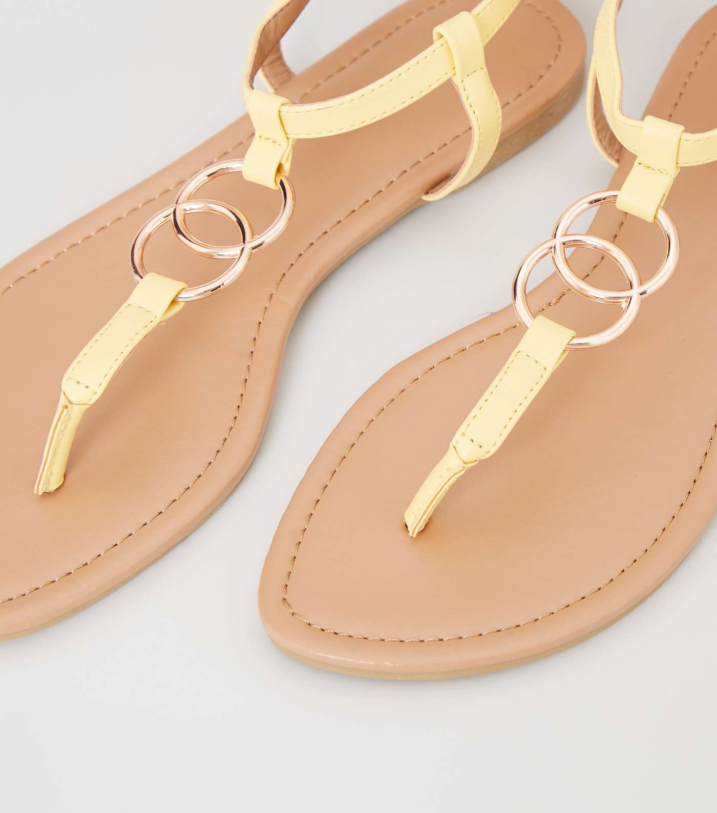 Pale Yellow Ring Strap Flat Sandals Image 4