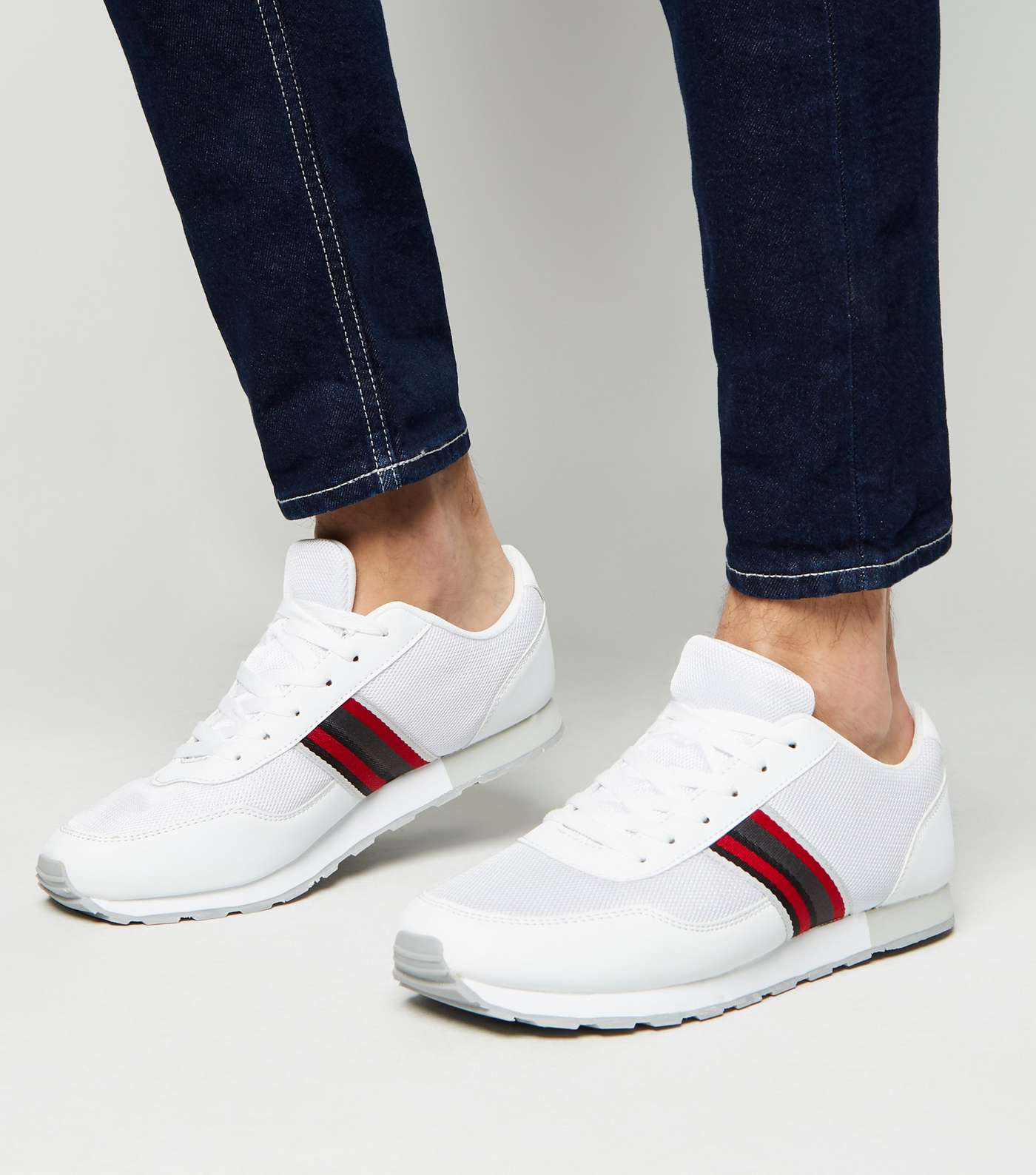 White Side Stripe Contrast Sole Trainers