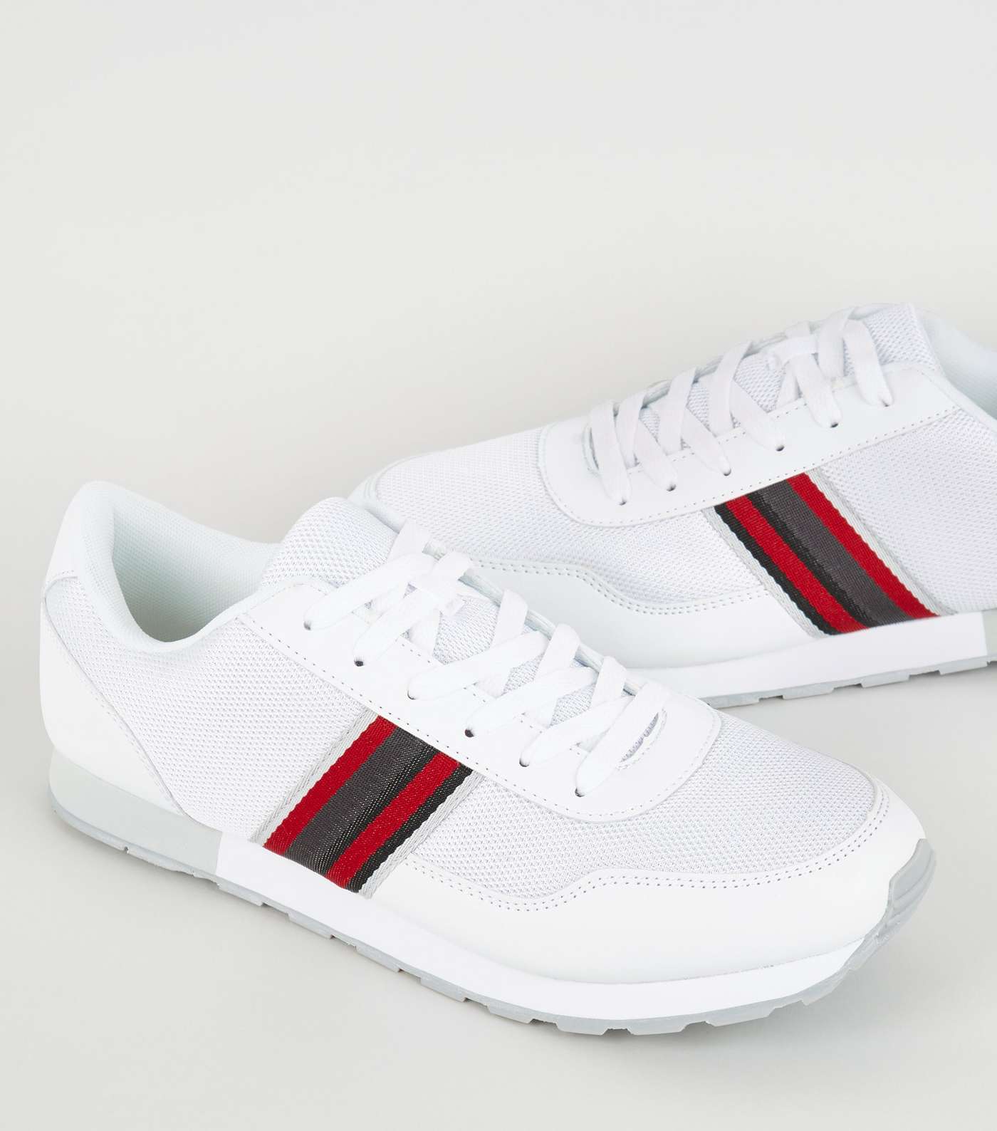 White Side Stripe Contrast Sole Trainers Image 3