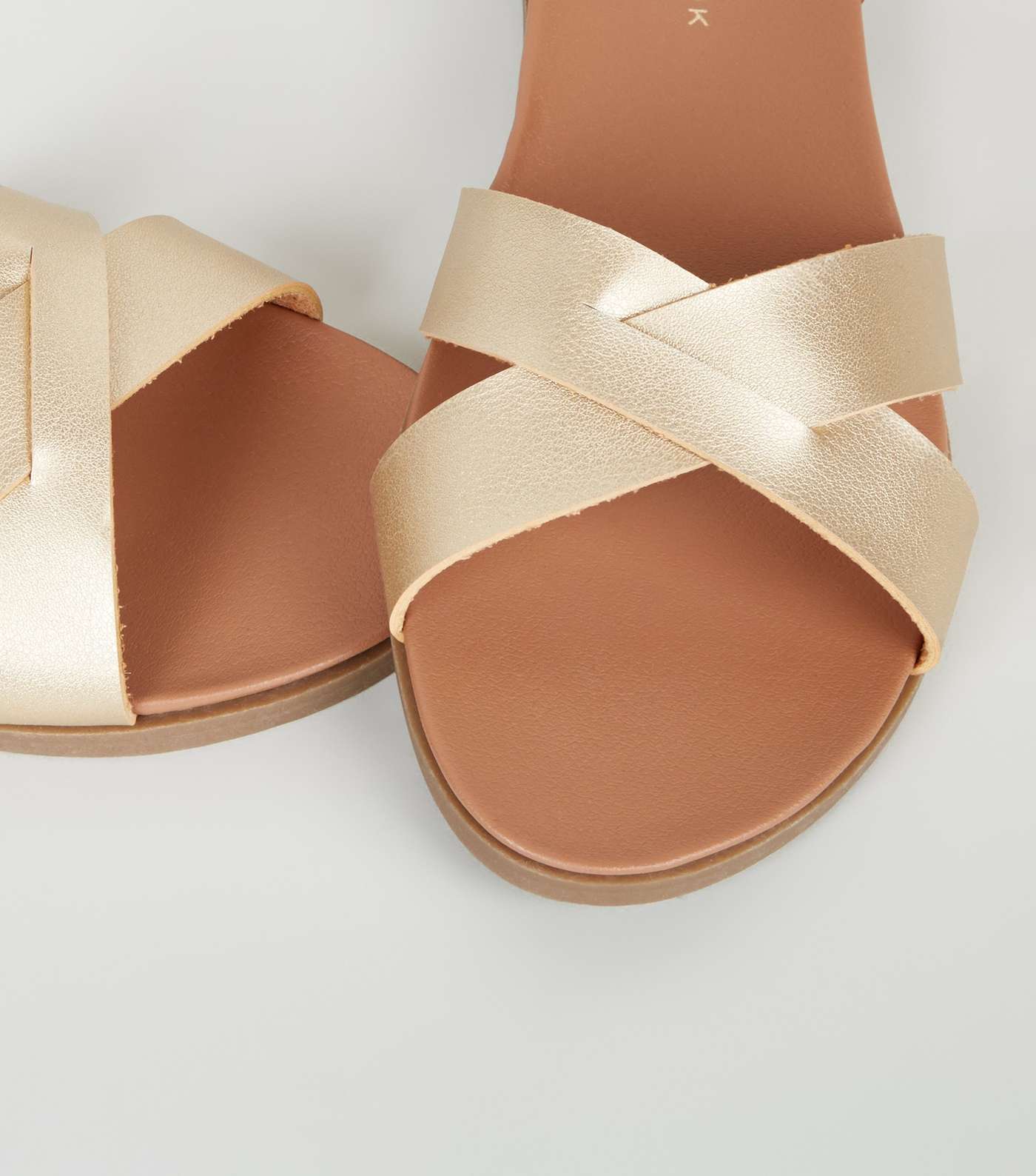 Wide Fit Gold Leather-Look Footbed Sandals Image 4