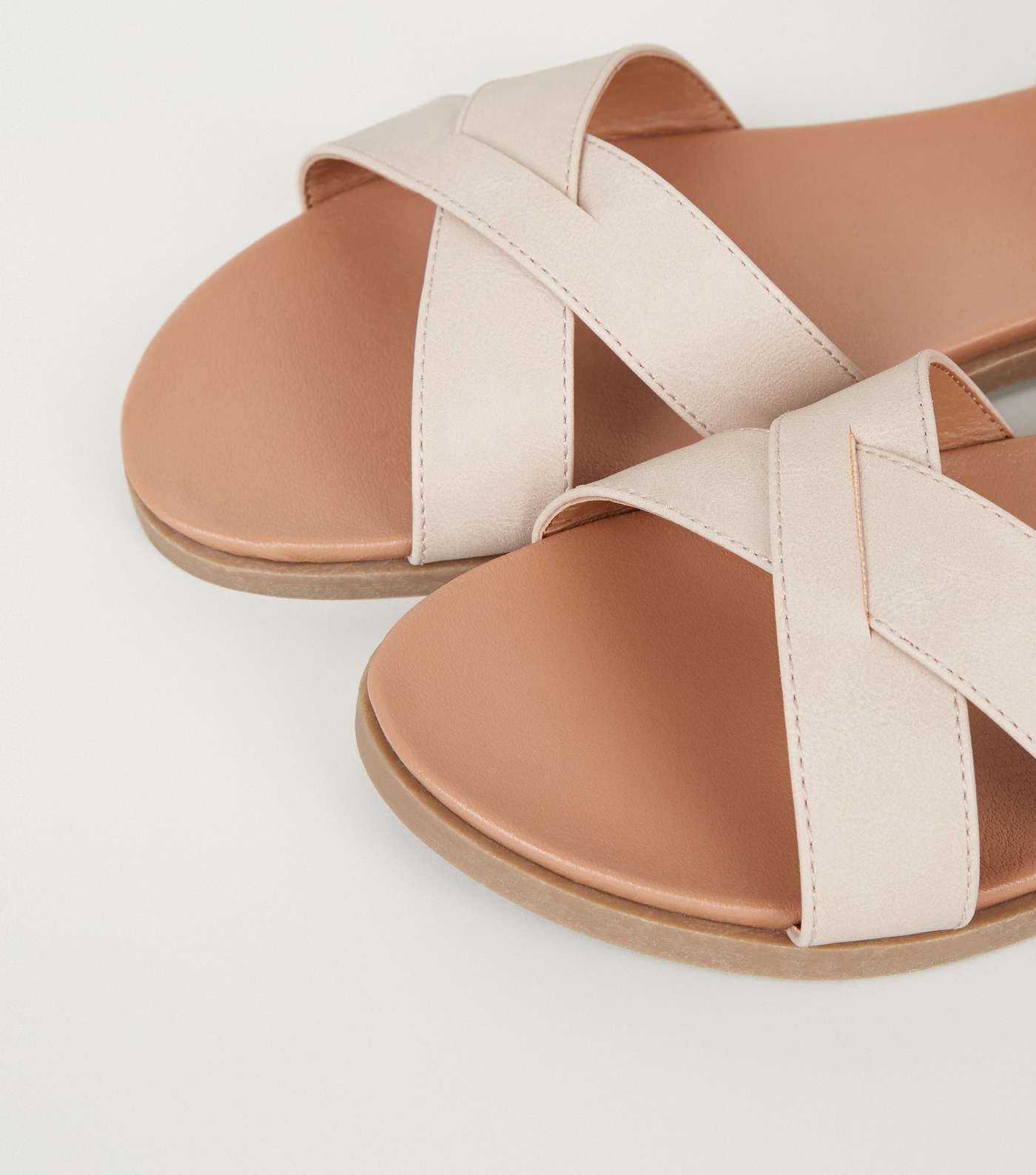 Wide Fit Nude Leather-Look Footbed Sandals Image 4