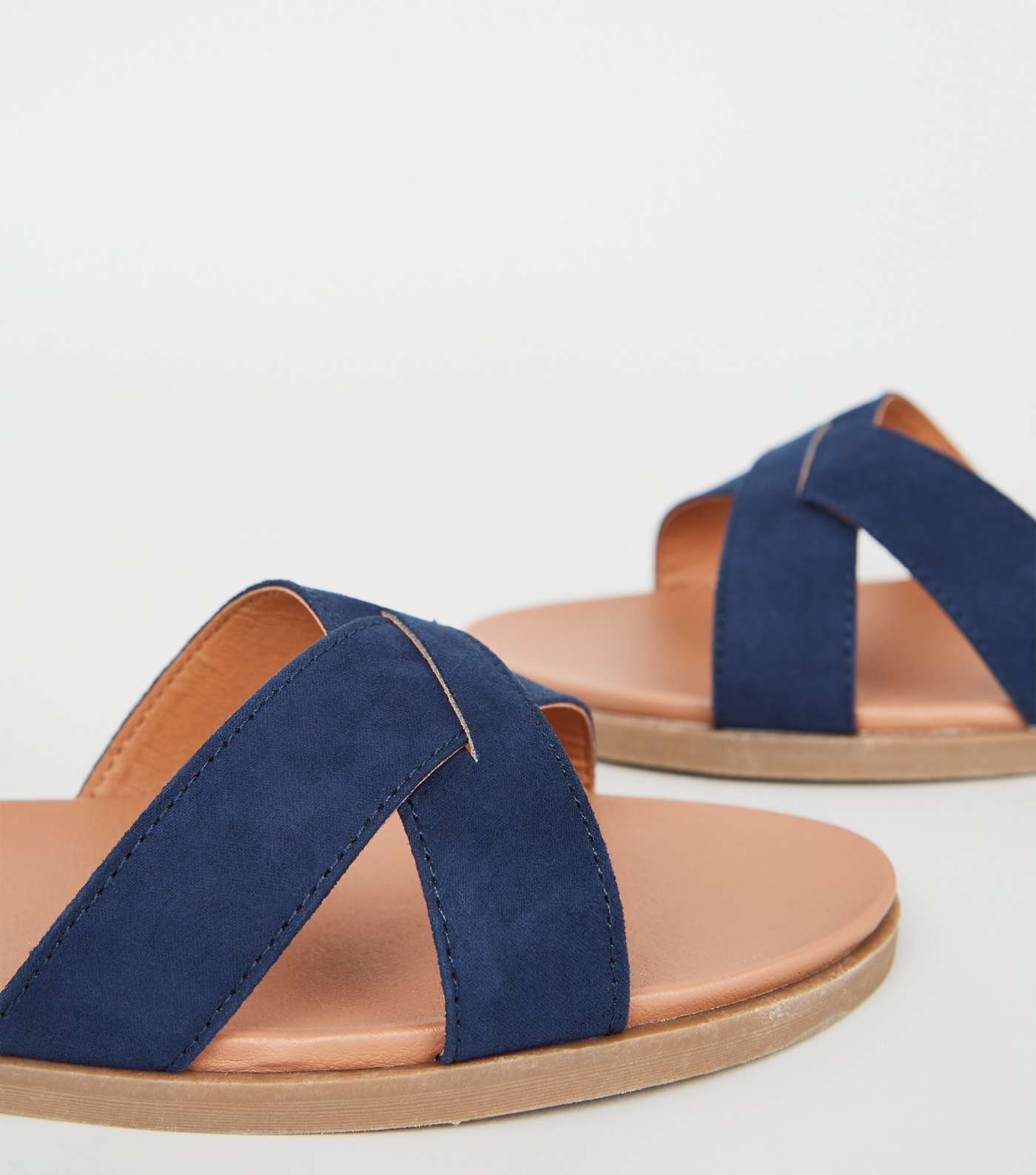 Wide Fit Navy Cross Strap Footbed Sandals Image 3