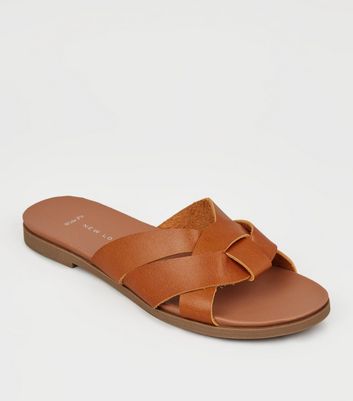 Wide Fit Tan Leather-Look Footbed 
