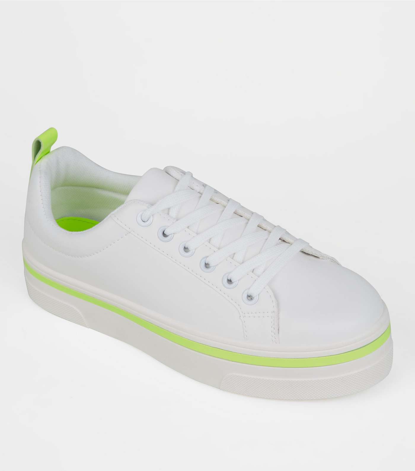 White Neon Trim Lace Up Trainers