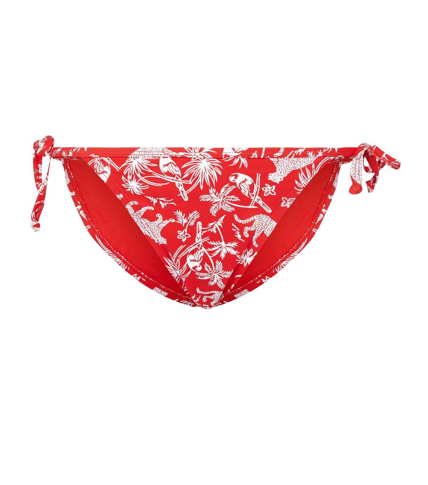 Red Tropical Tie Side Bikini Bottoms Image 4