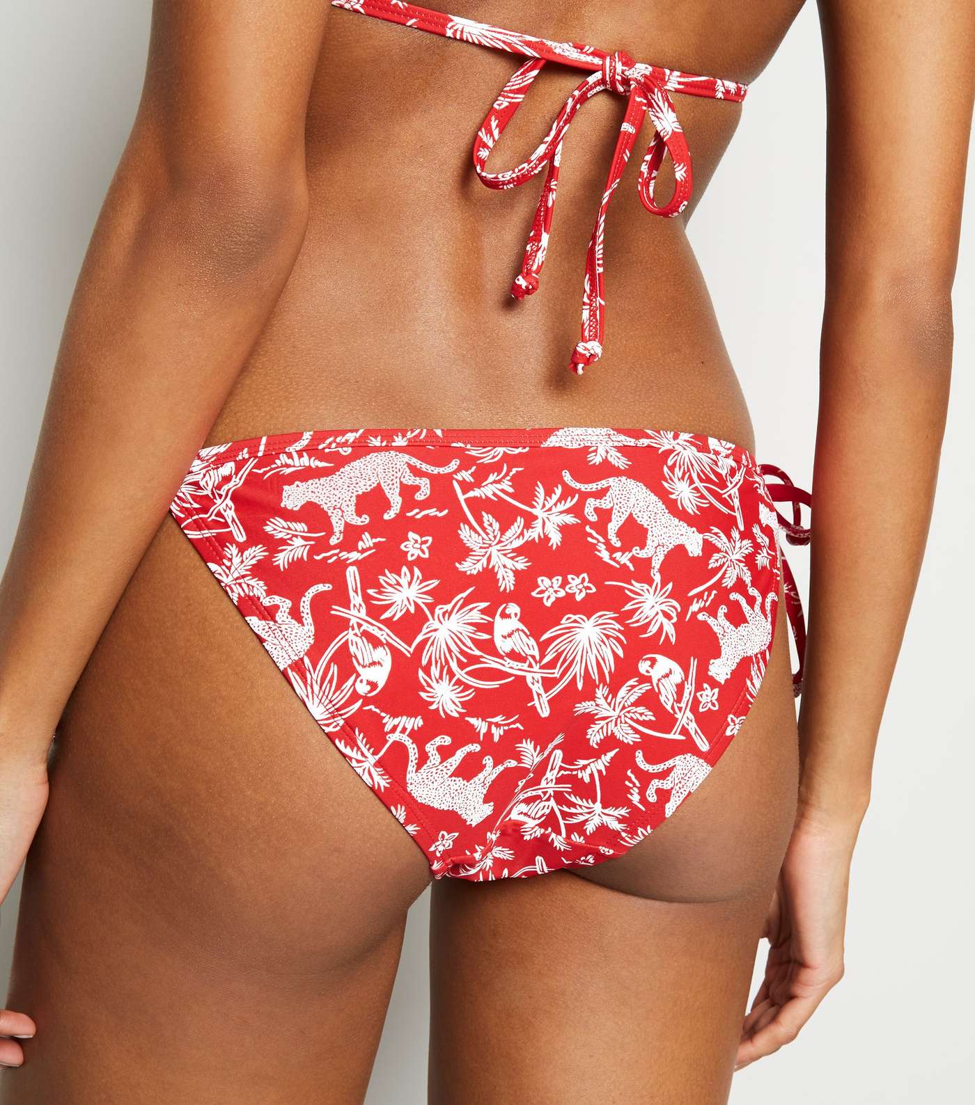 Red Tropical Tie Side Bikini Bottoms Image 2
