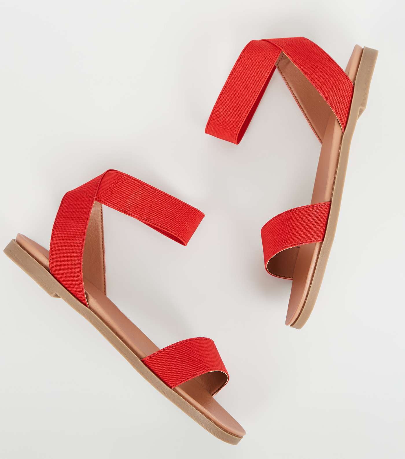 Wide Fit Red Elastic Ankle Strap Sandals Image 4