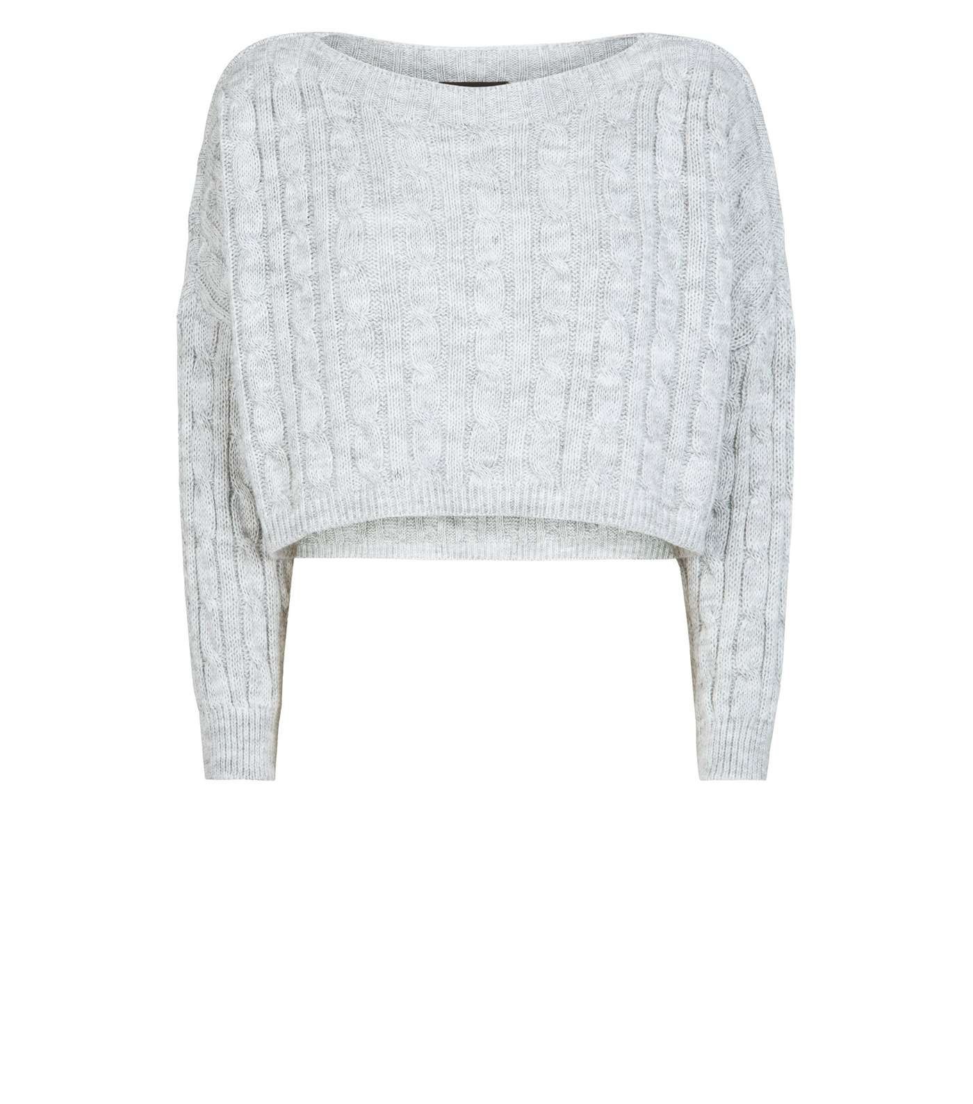 Cameo Rose Pale Grey Cable Knit Jumper Image 4
