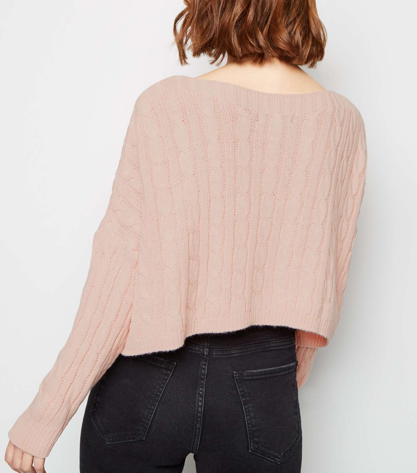 Cameo Rose Pale Pink Cable Knit Jumper Image 3