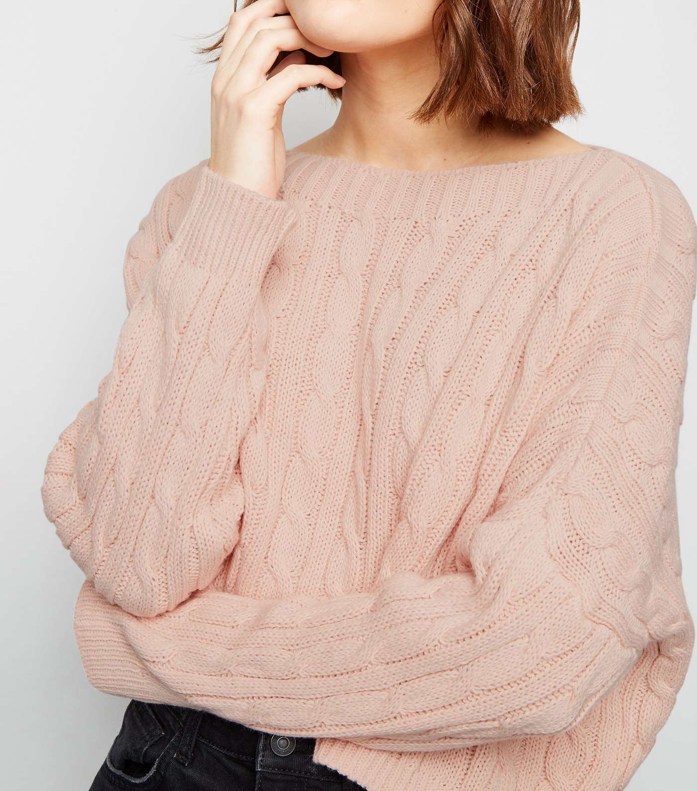 Cameo Rose Pale Pink Cable Knit Jumper Image 5