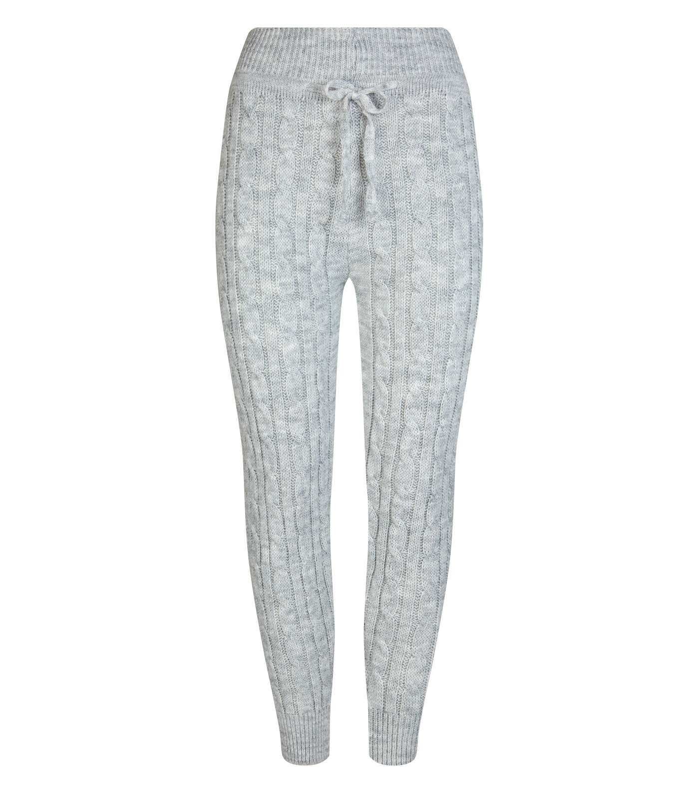 Cameo Rose Pale Grey Cable Knit Leggings Image 4