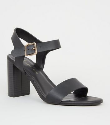 new look black block heel shoes