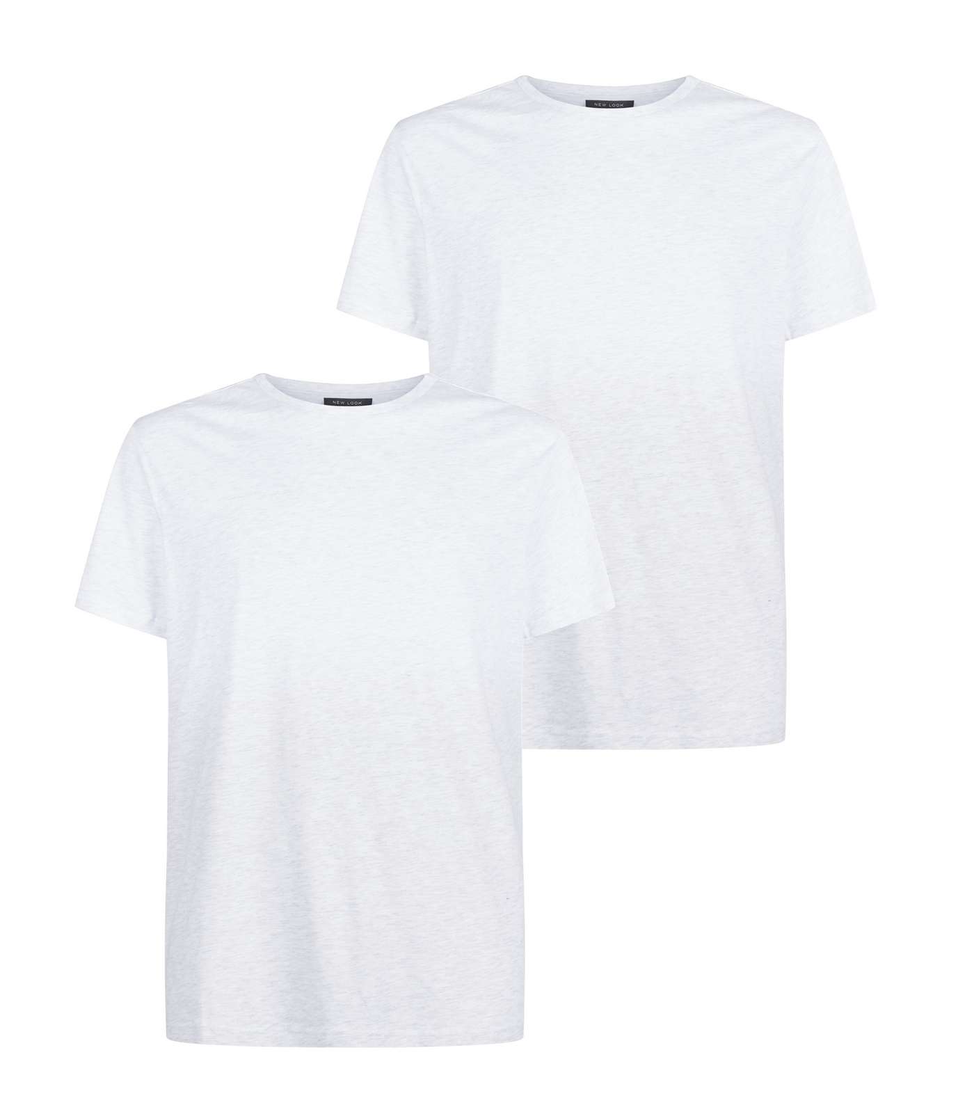 2 Pack Pale Grey Marl Crew Neck T-Shirts Image 4