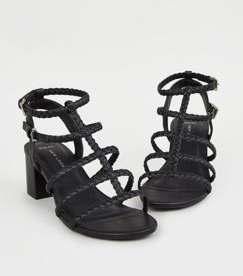Wide Fit Black Plait Strap Gladiator Sandals New Look