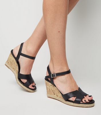 new look wide fit black wedges