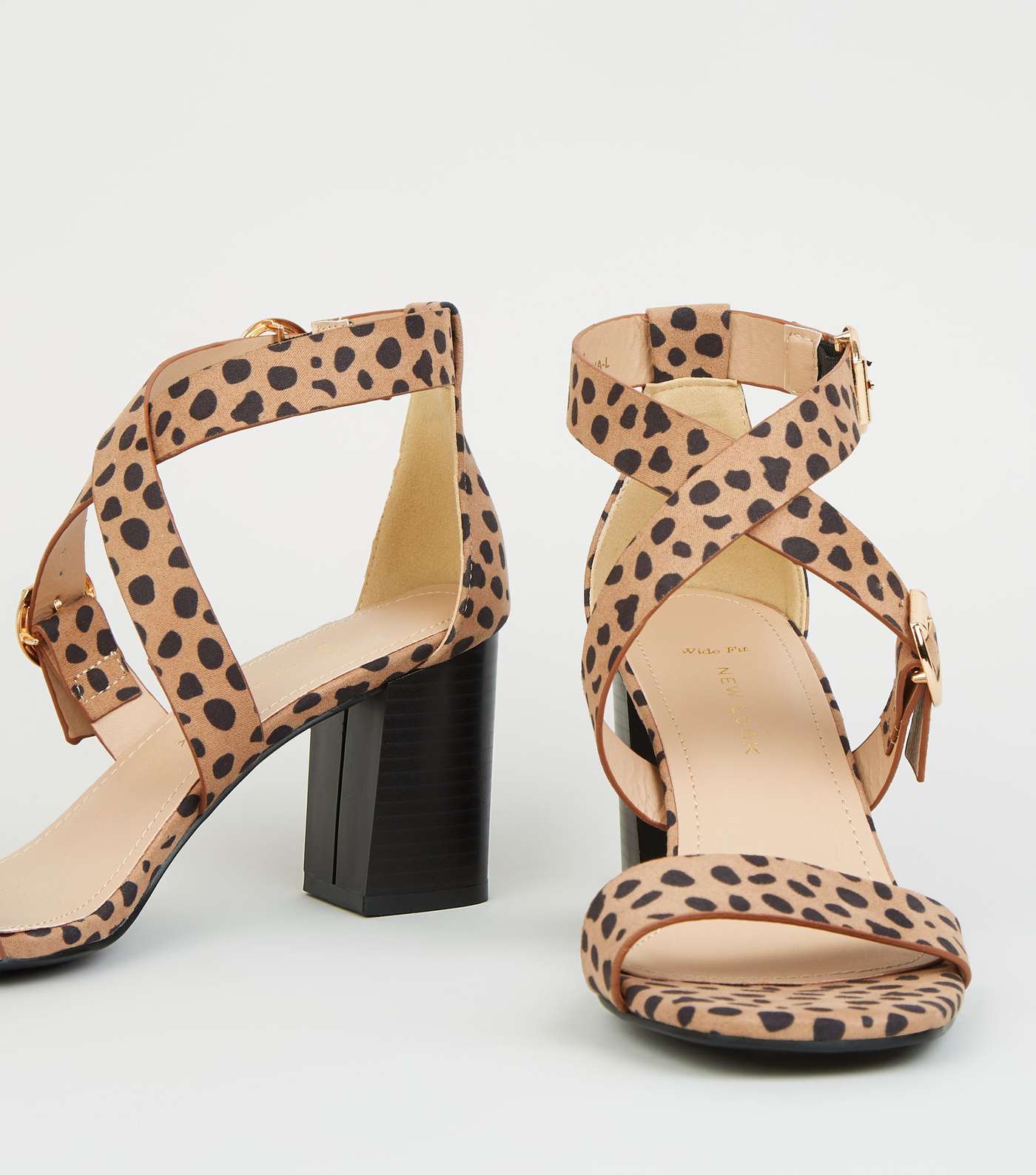 Wide Fit Brown Animal Print Strappy Sandals Image 4