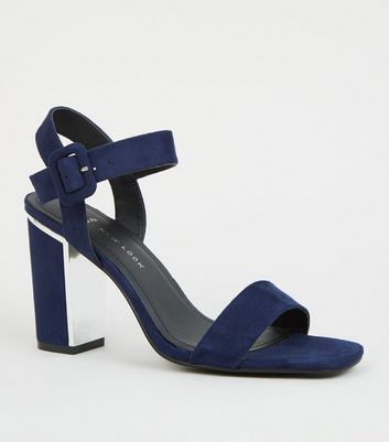 wide fit navy heels