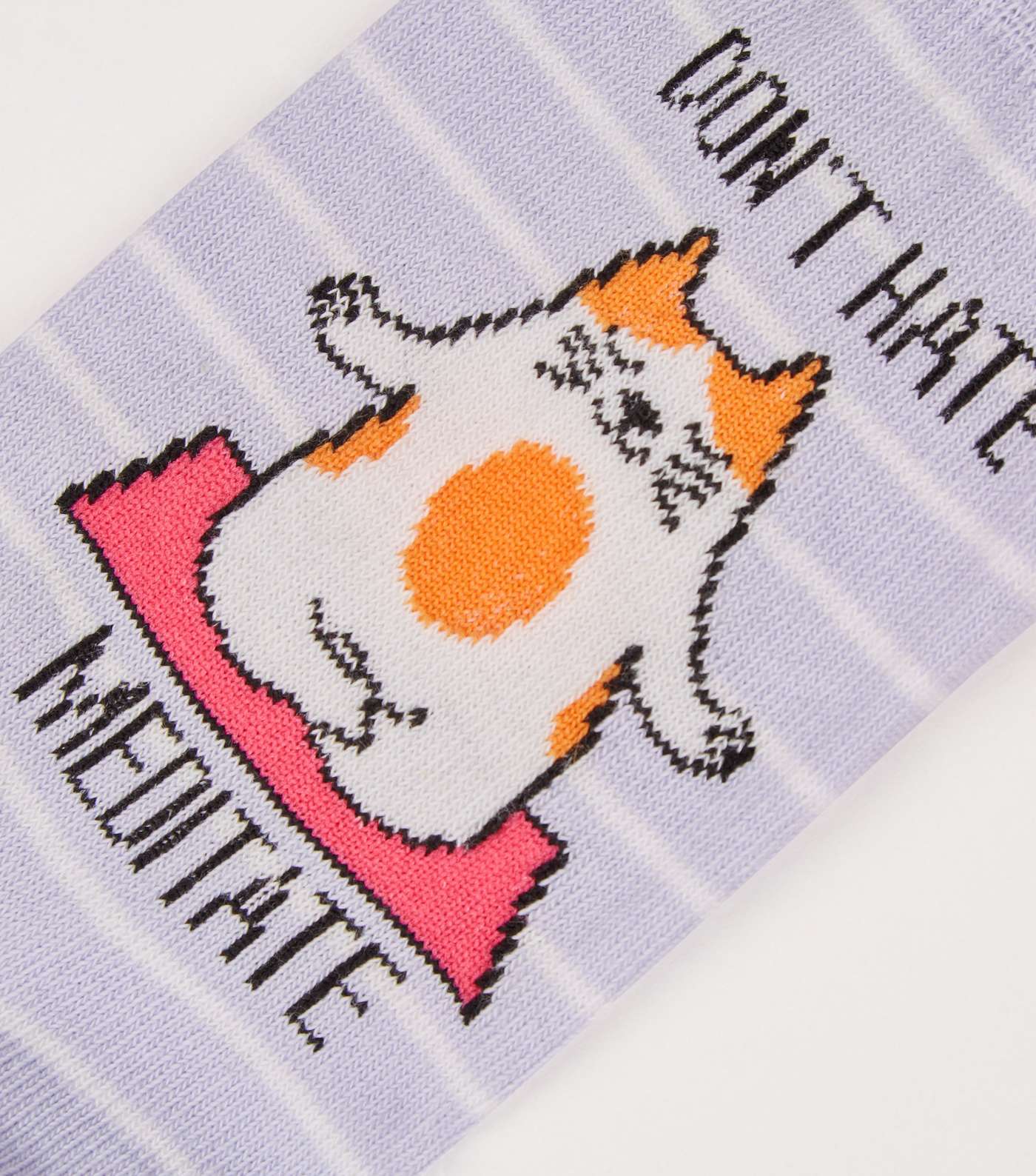 Lilac Don't Hate Cat Slogan Socks Image 3