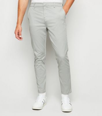 Image of Pale Grey Skinny Stretch Cropped Trousers New Look