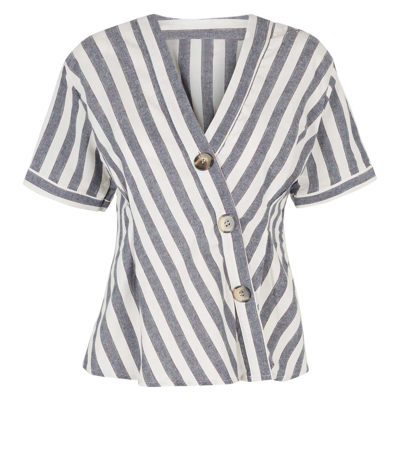 Blue Vanilla Blue Stripe Short Sleeve Asymmetric Shirt Image 4