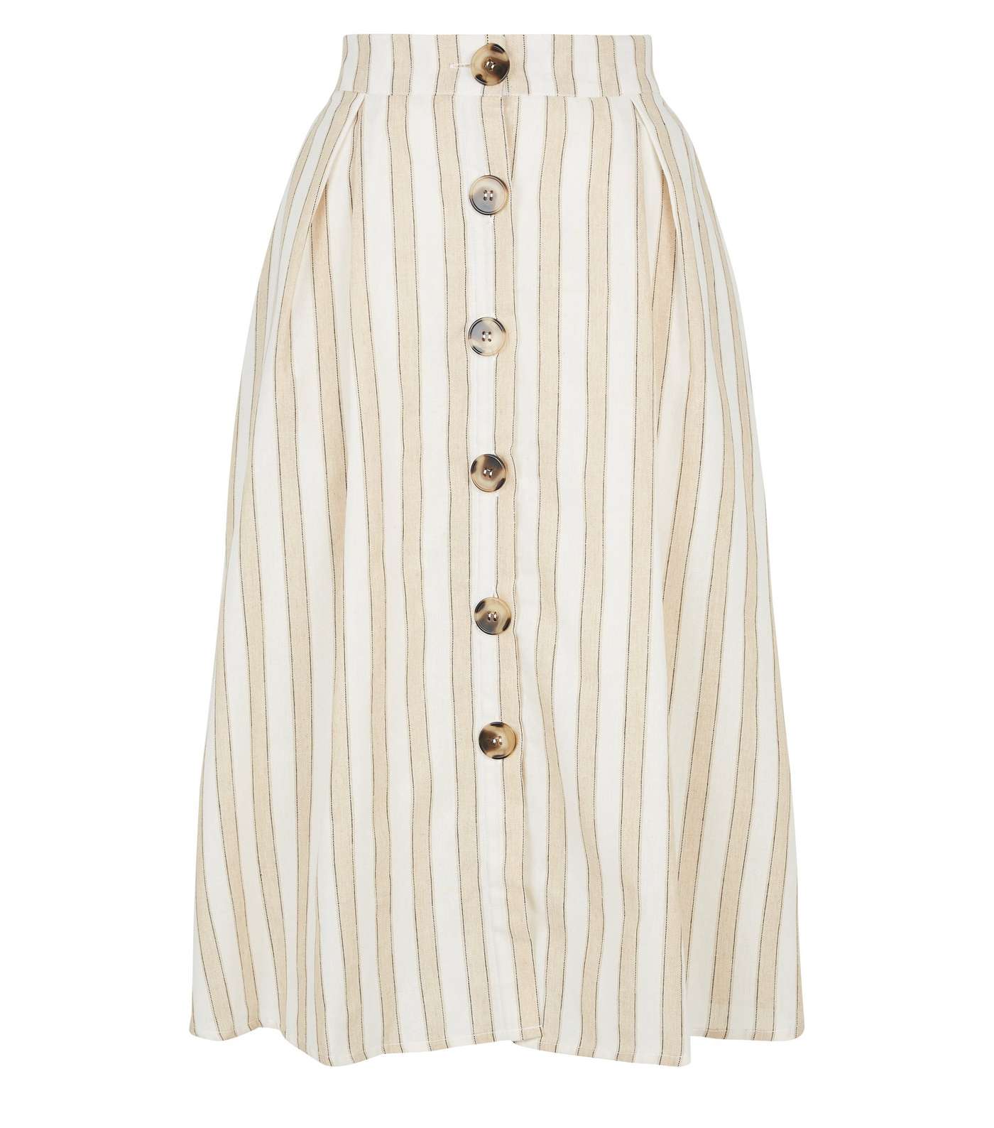 Blue Vanilla Cream Stripe Button Up Midi Skirt  Image 4