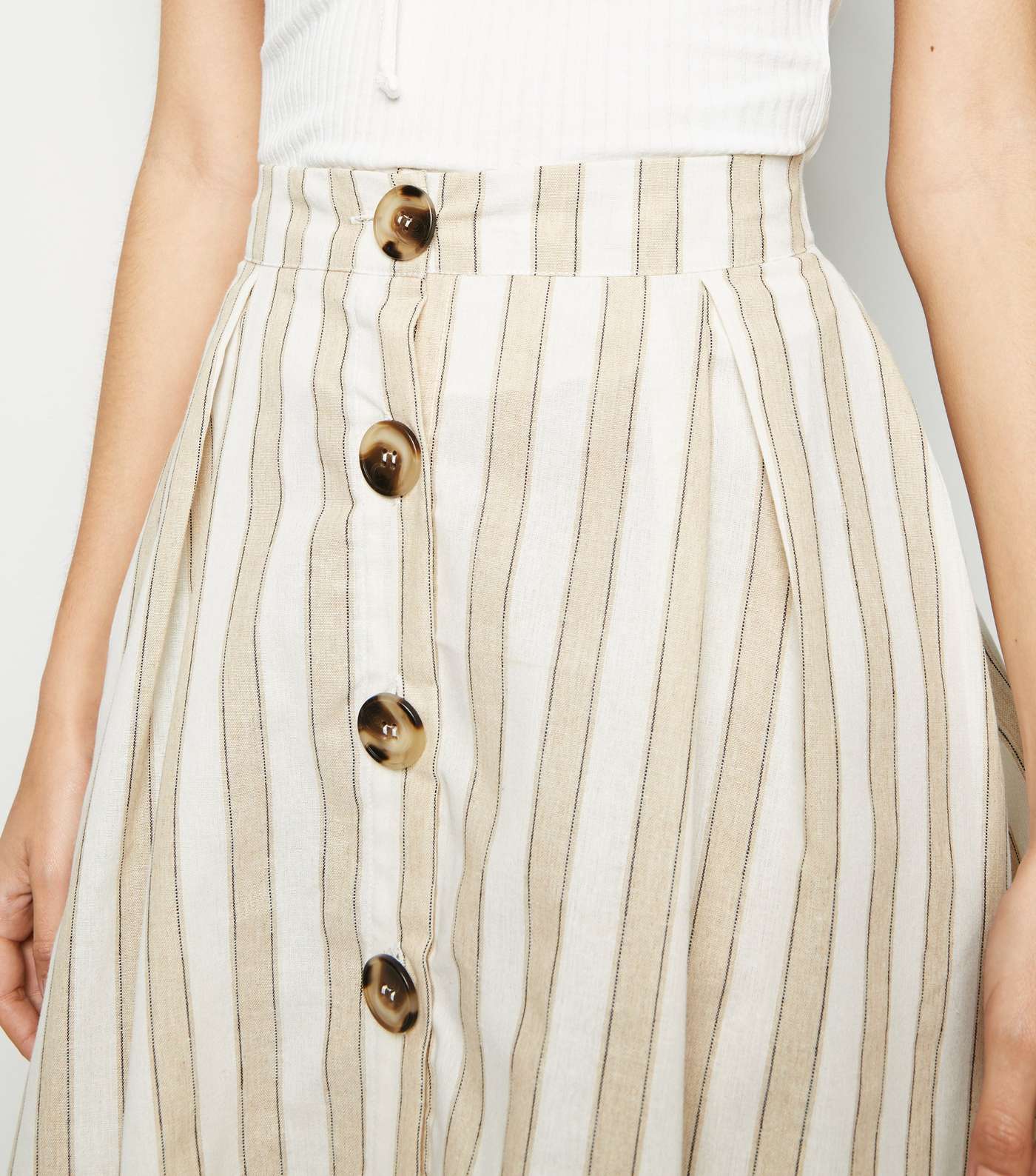 Blue Vanilla Cream Stripe Button Up Midi Skirt  Image 5