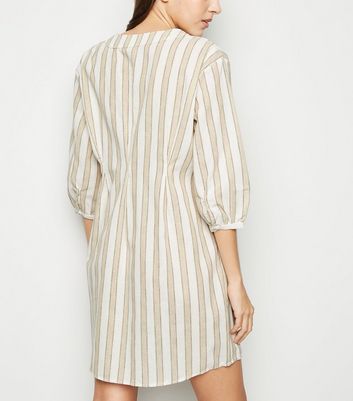 Blue Vanilla Cream Stripe Button Up Shirt Dress New Look shop for Blue Vanilla Cream Stripe Button Up Shirt Dress New Look at Shopo