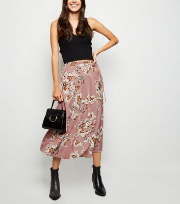 new look pink midi skirt