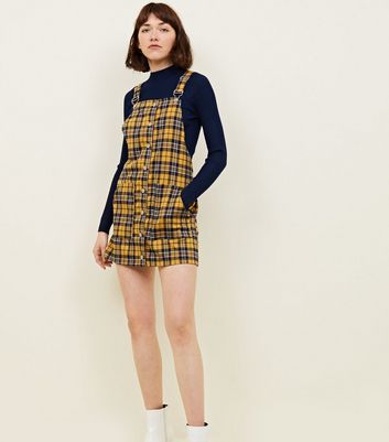 new look checked pinafore dress