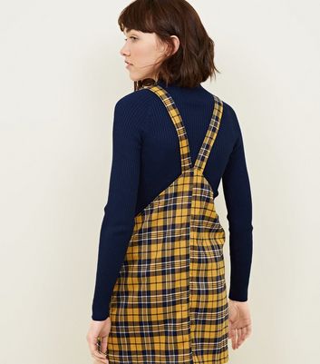 Cameo Rose Mustard Check Pinafore Dress New Look shop for Cameo Rose Mustard Check Pinafore Dress New Look at Shopo