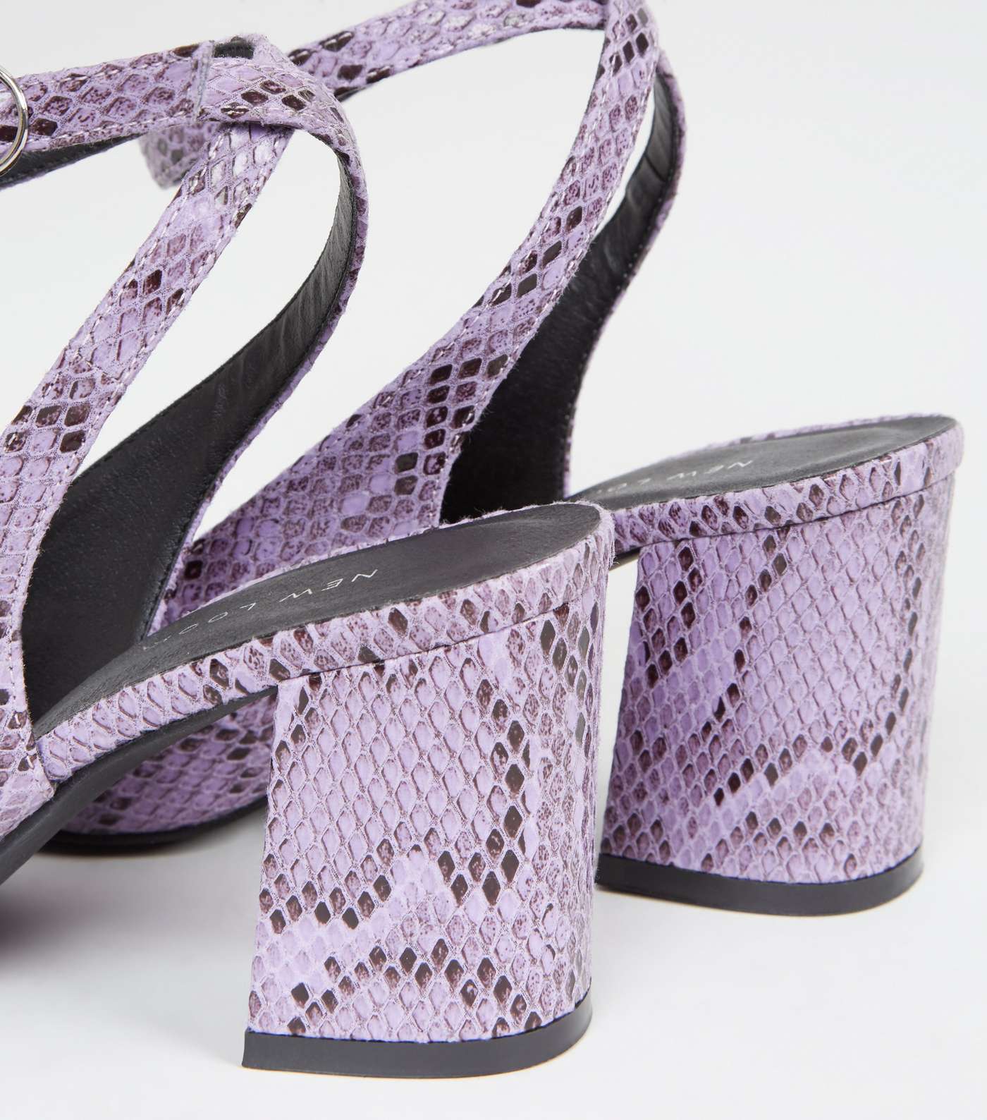 Purple Faux Snake Slingback Block Heels Image 4