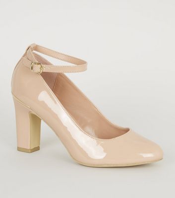 cream block heel shoes