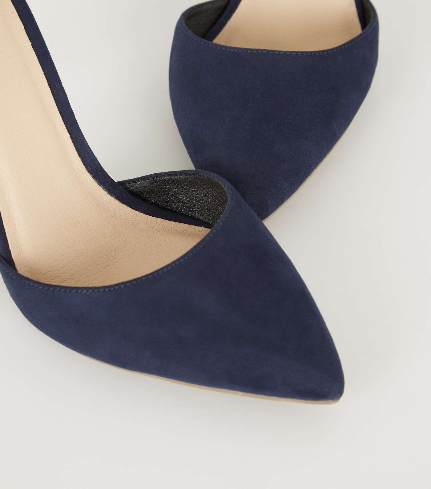 Navy Suedette Ankle Strap Stiletto Courts Image 4