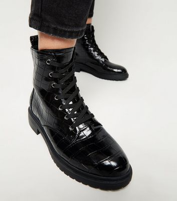croc lace up boots