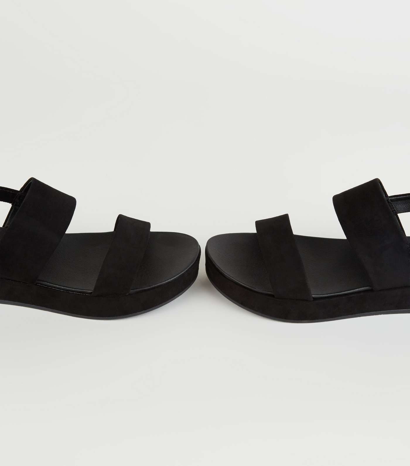 Black Suedette 2 Strap Flatform Sandals Image 3