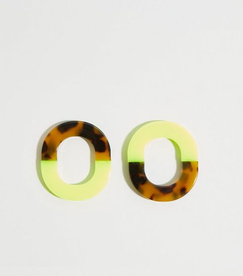 Earrings Stud Cross Long Tassel New Look Green Neon And Faux Tortoiseshell Stud Earrings