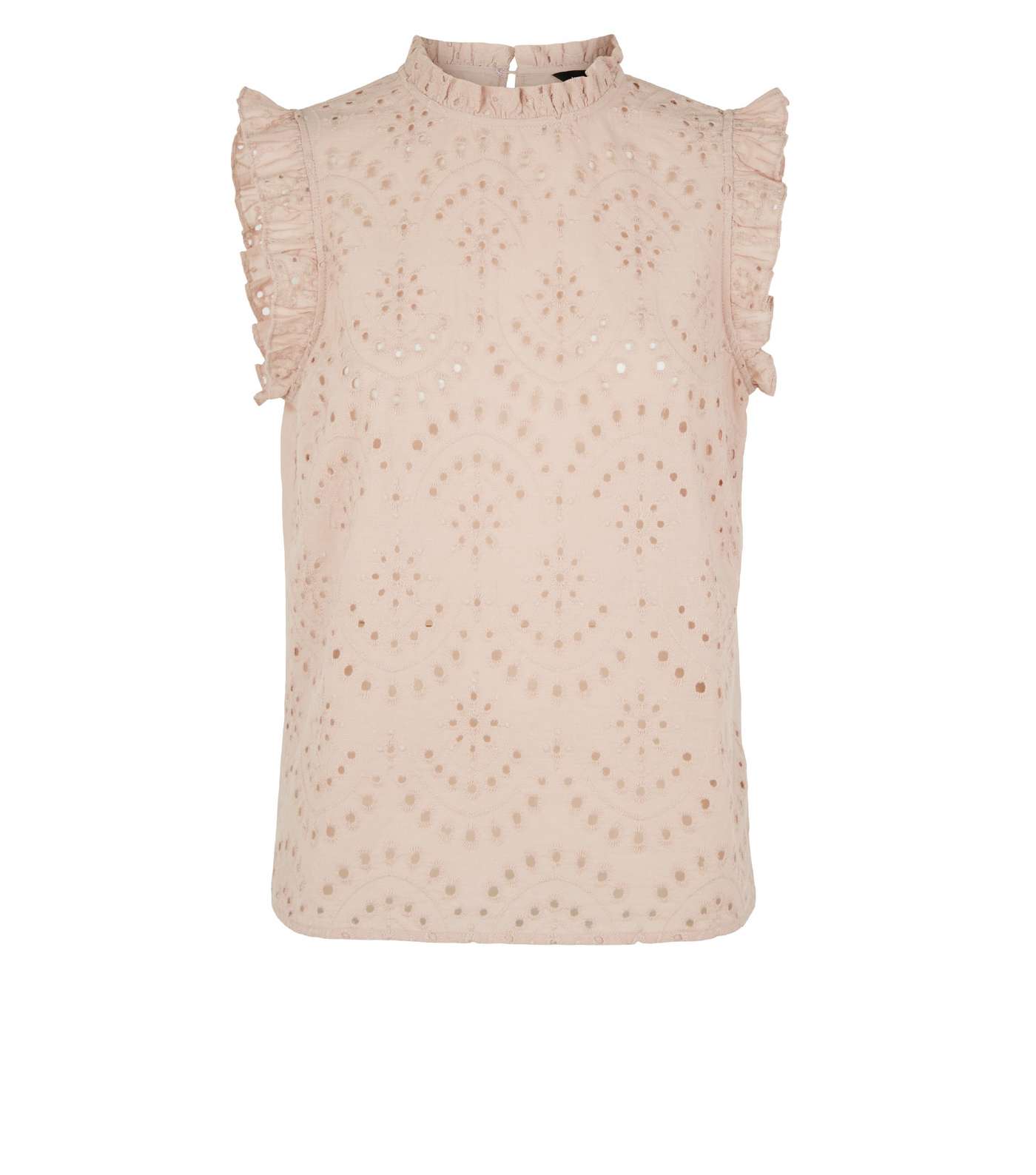 Pale Pink Broderie Frill Trim Blouse Image 4