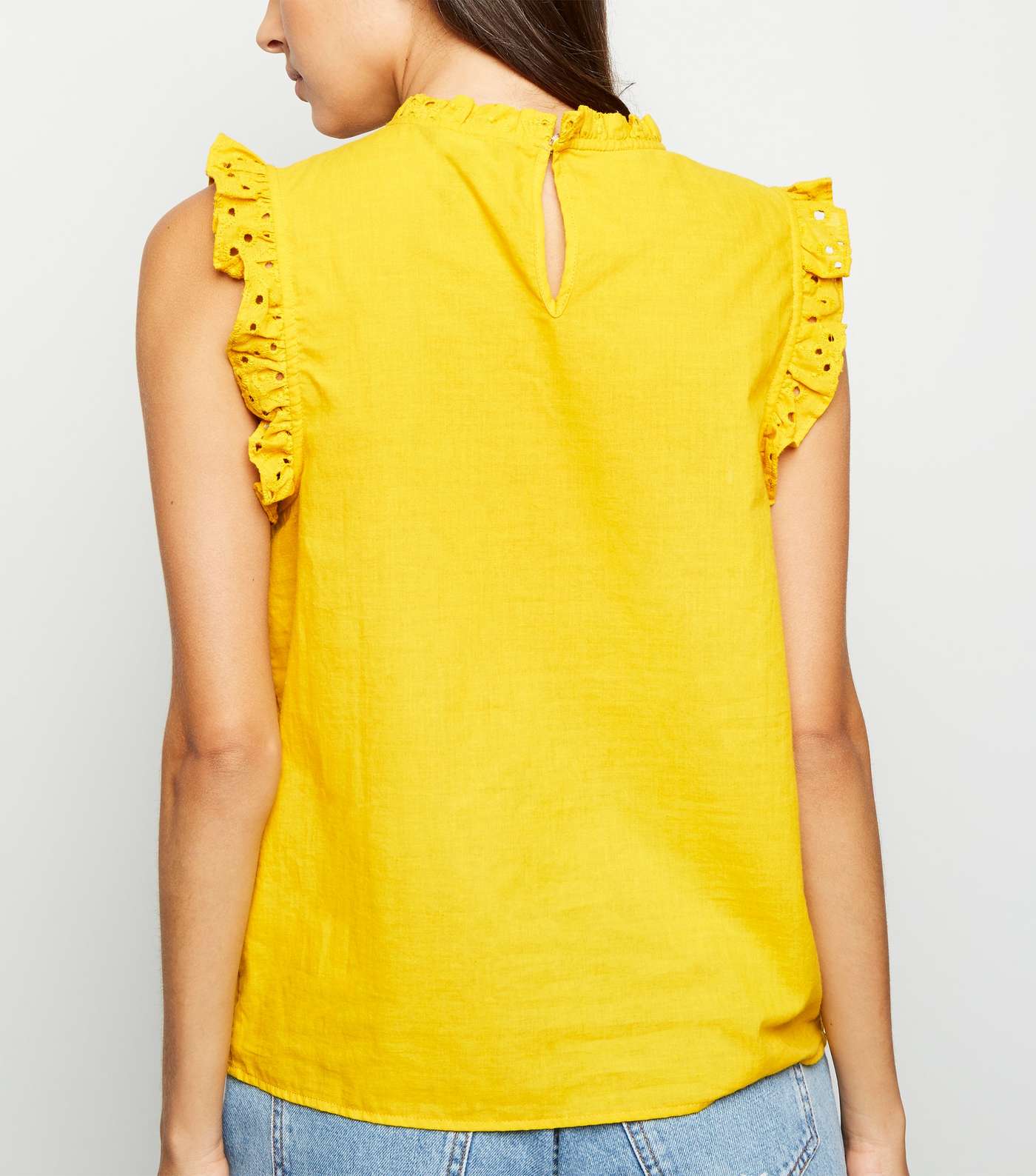 Yellow Broderie Frill Trim Blouse Image 5