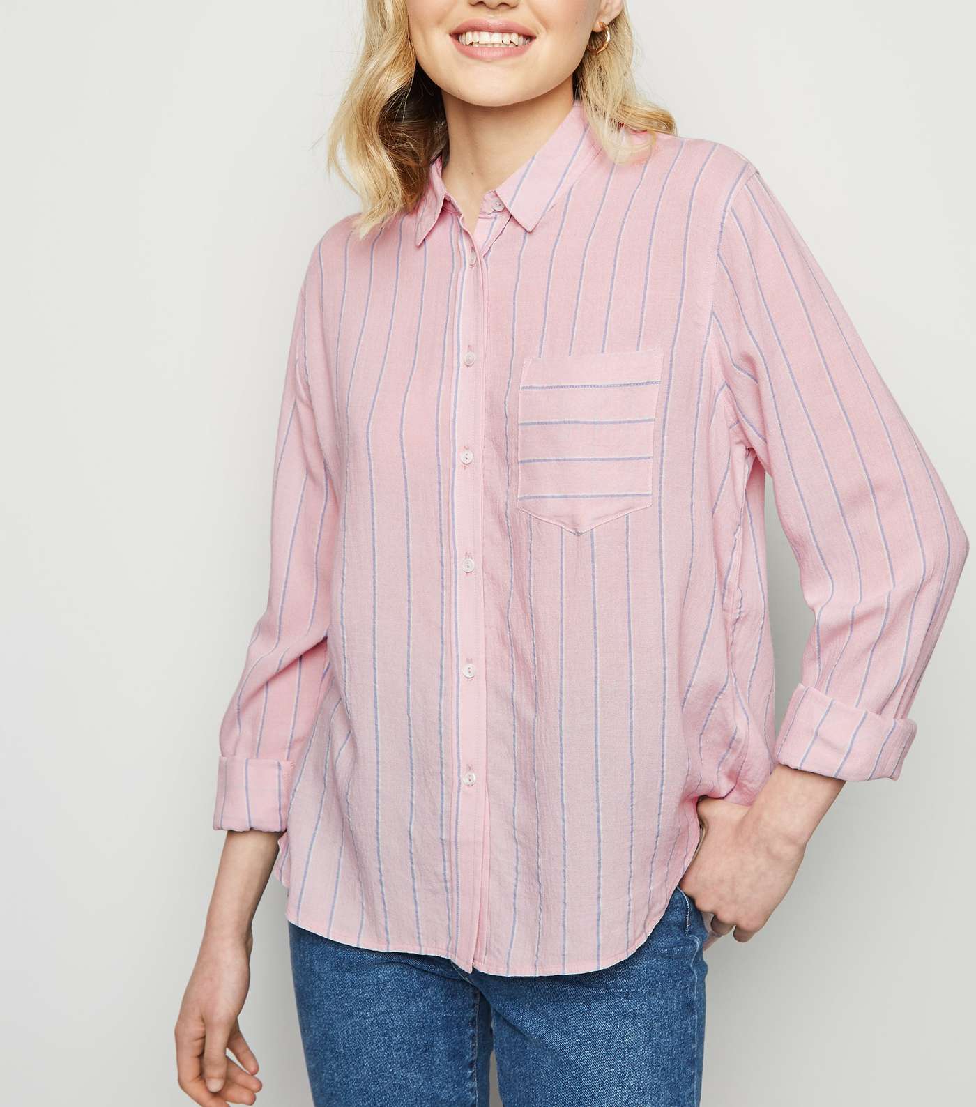 Pink Stripe Pocket Front Shirt 