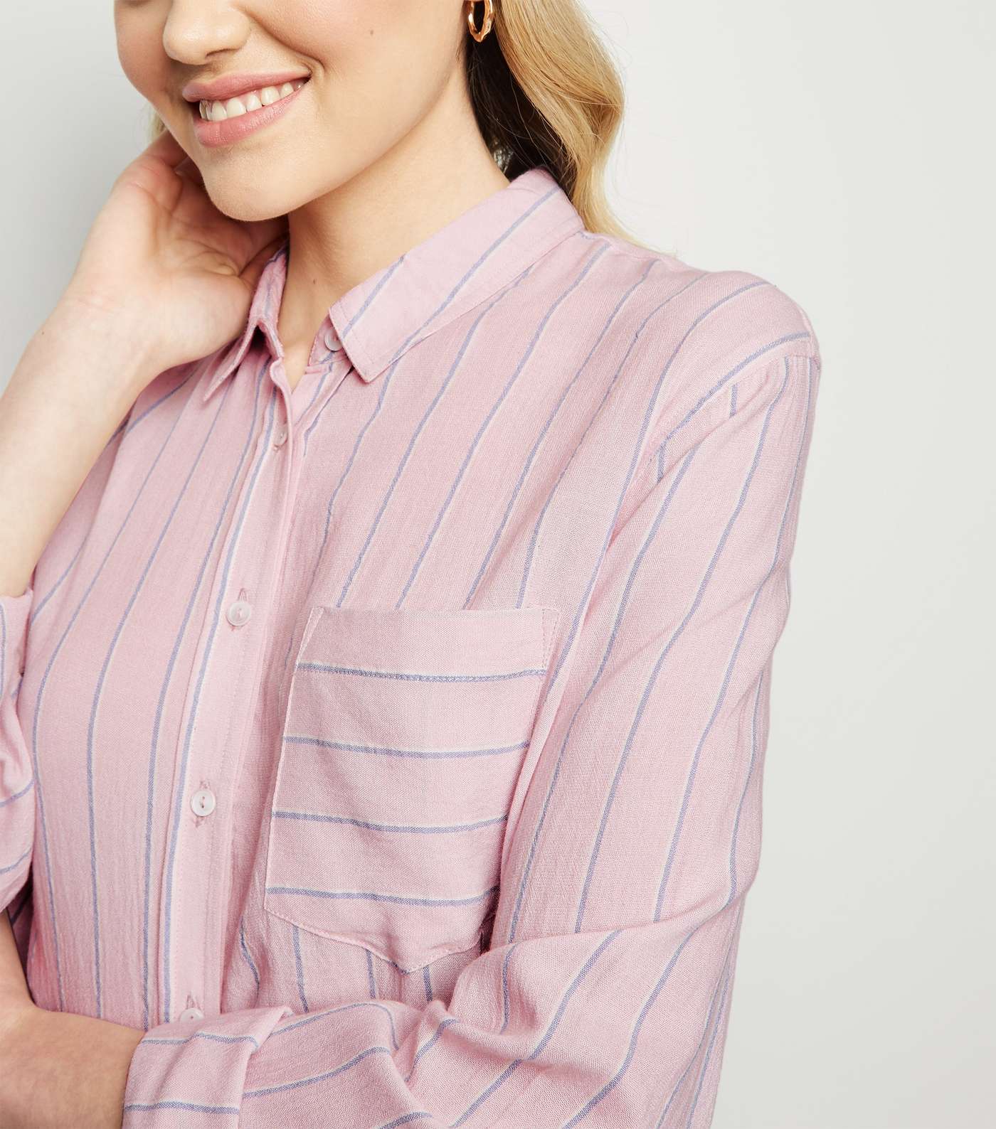 Pink Stripe Pocket Front Shirt  Image 3