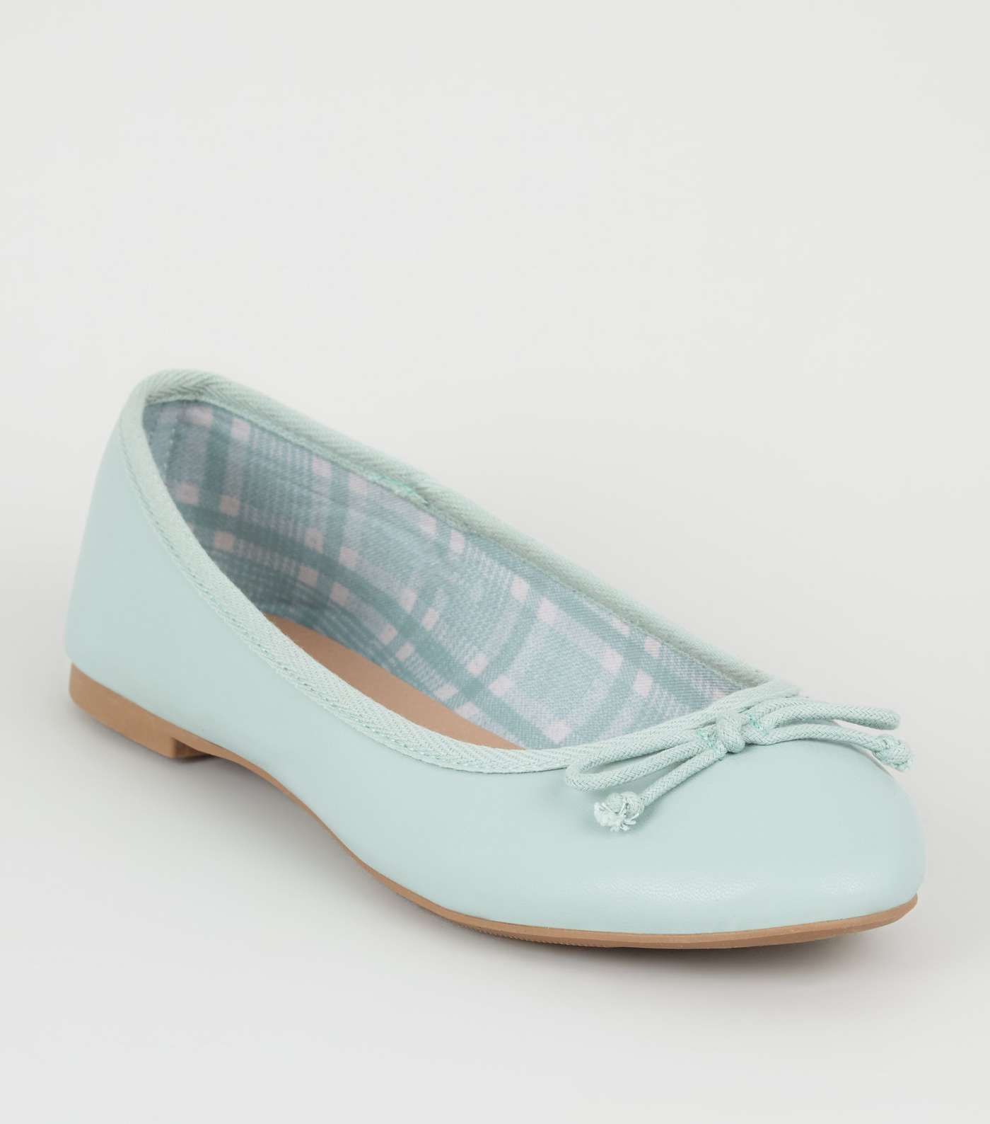 Mint Green Leather-look Ballet Pumps