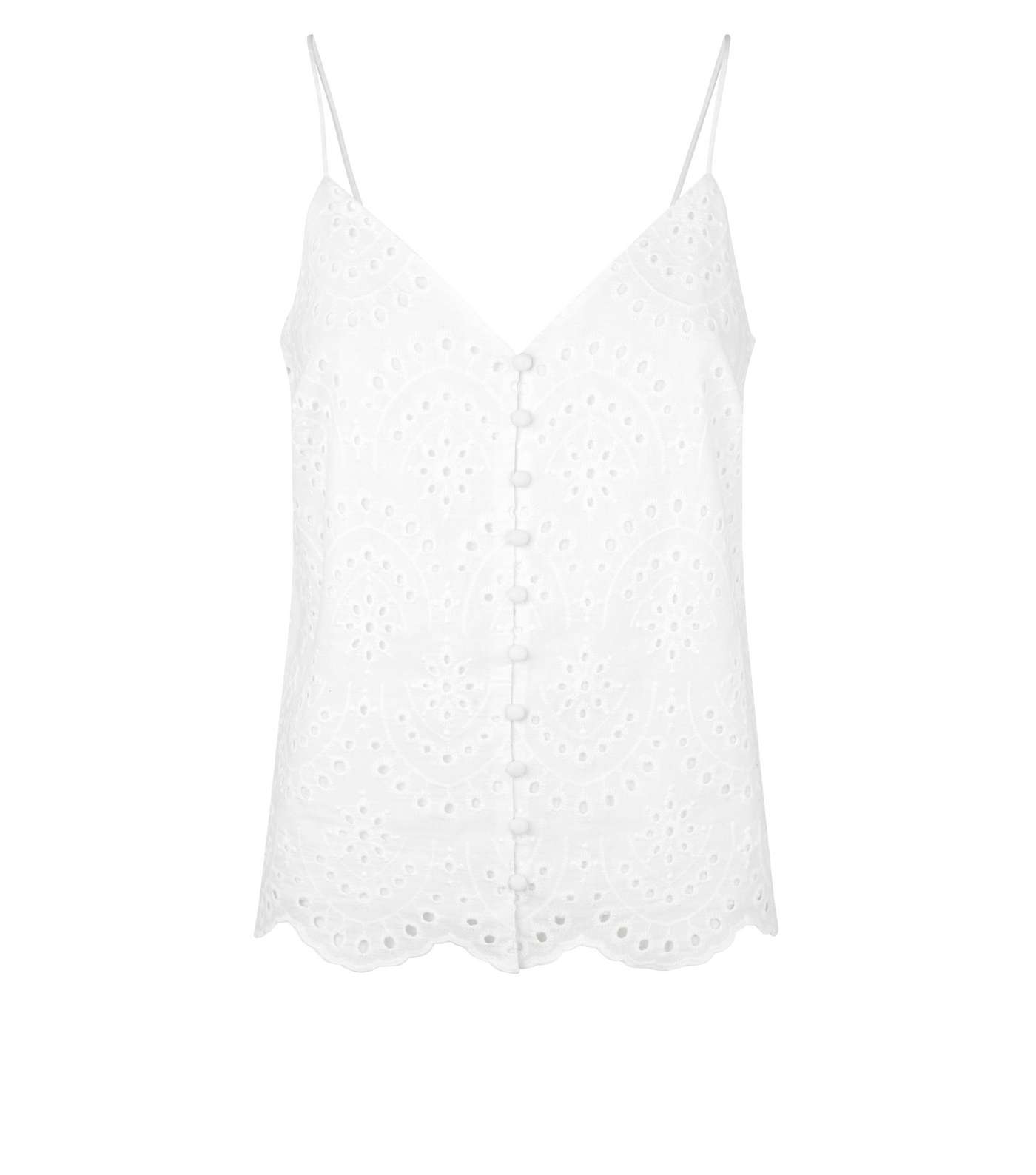 White Broderie Button Front Cami Image 4
