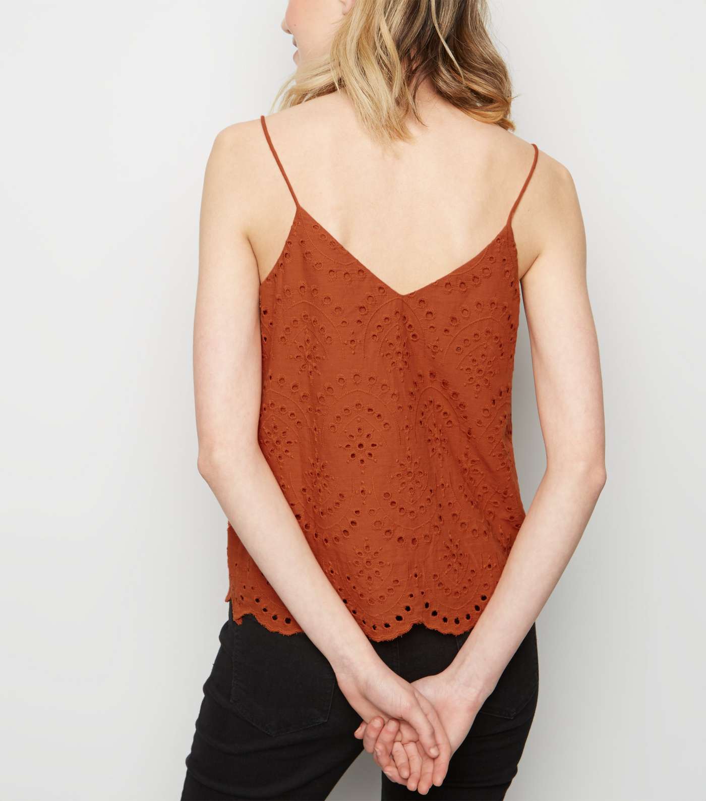 Rust Broderie Button Front Cami Image 3