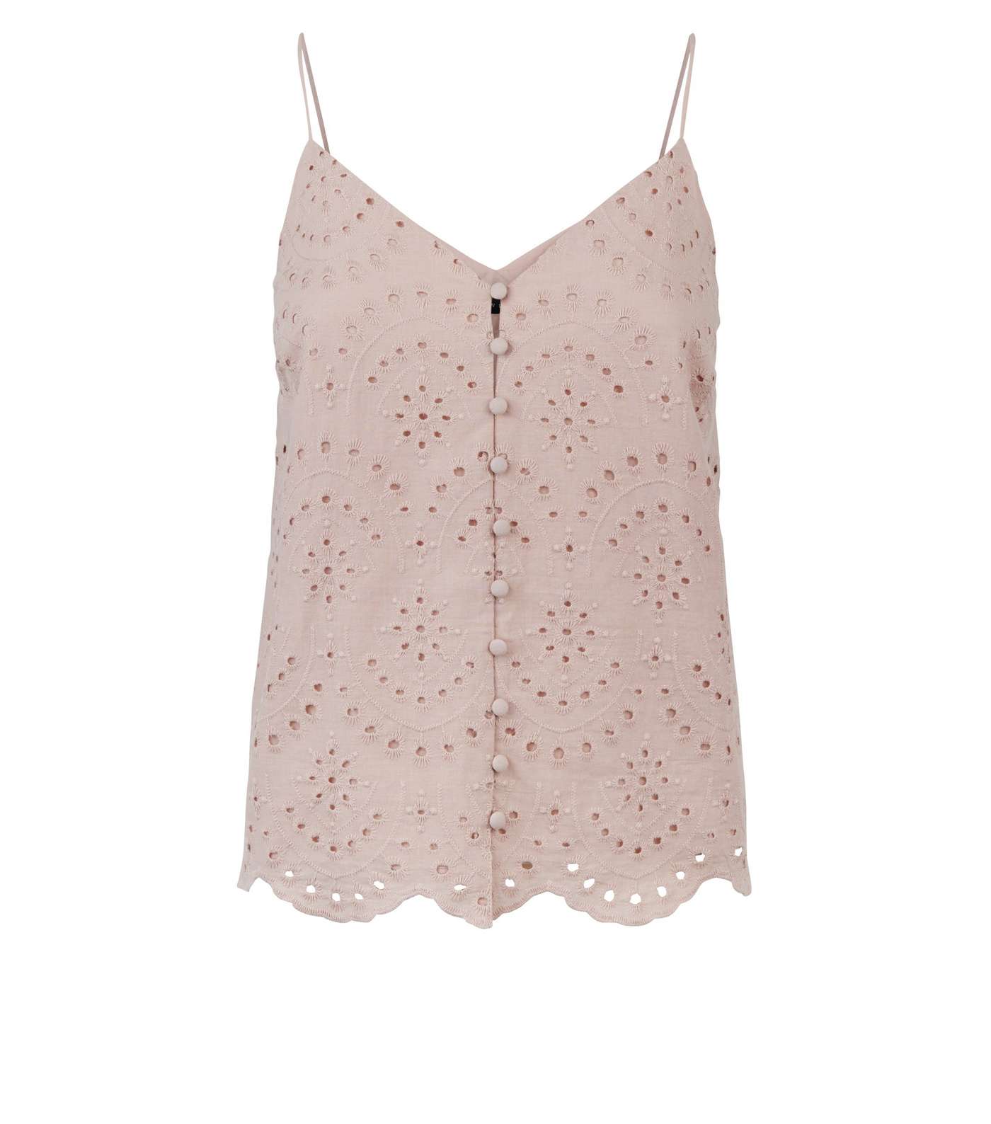 Pale Pink Broderie Button Front Cami Image 4